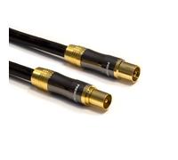 PremiumX Gold-Line 1 m Black TV Antenna Cable - High Performance Copper Coaxial Cable, IEC Connector to Coupler, Ideal for 4K TV, Shielding 135dB, Gold-Plated Contacts