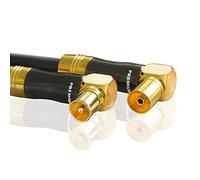 PremiumX Gold-Line 7,5m Câble d'Antenne - Câble Coaxial en Cuivre Haute Performance avec Connecteurs Souples à 90° IEC, 135dB, Compatibilité TV 4K UHD