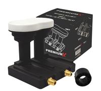 PremiumX Monoblock Twin LNB - 2 participants - 4K Full HD - Avec protection contre les intempéries pour récepteur satellite numérique Astra 19,2° Eutelsat 16° - Noir