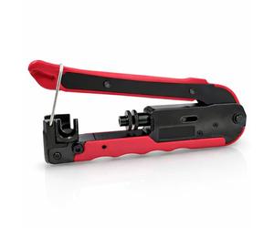 PremiumX Pince de compression CT-200 pour fiche F RG59 RG6 RG11 | Pince à sertir professionnelle pour câble coaxial satellite TV | Pince en métal réglable sans outil