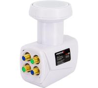 PremiumX Quad LNB pour 4 utilisateur - Convertisseur de Signal TV avec Protection météorologique - LNB Satellite numérique Blanc - DVB-S2 8K UHD 4K Full HD