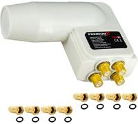 Premiumx Quad Lnb White Sat Connexion Directe 4 Participants Commutateur Quattro Convertisseur De Signal Tv Satellite Dvb-S2 Hd 4K Avec Prise F 8X Avec Bague D'Étanchéité