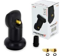 Premiumx Single Lnb Pour 1 Utilisateur - Convertisseur De Signal Tv Avec Protection Contre Les Intempéries - Lnb Sat Numérique En Noir Inclus Avec 2 Connecteurs F - Dvb-S2 8K Uhd 4K Full Hd