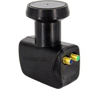 PremiumX Twin LNB for 2 Users - TV Signal Converter with Weather Protection - Digital Satellite LNB Black - DVB-S2 8K UHD 4K Full HD