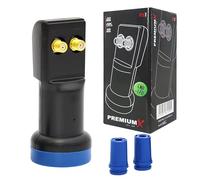 PREMIUMX Twin LNB PXL Tête de réception T LED Full HD HDTV SAT 0,1 dB pour 2 utilisateurs 3D 4 K High Quality avec protection météo