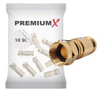 PremiumX XCon Connecteur de compression F de 7 à 7,5 mm pour câble satellite coaxial 120 dB 130 dB 135 dB Lot de 10 XCon G1.