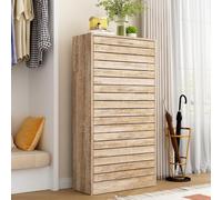 PREMTURE Armoire à chaussures avec 3 rabats pour 18 paires de chaussures, séparateurs amovibles, pour couloir, chambre à coucher, salon, entrée, MDF, marron, 54 x 24 x 107,5 cm (l x P x H)