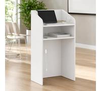 PREMTURE Comptoir de réception avec éclairage LED et étagère d'exposition, Table de Caisse avec 2 Compartiments de Rangement, Petit comptoir de réception pour Bureau, Magasin, Salon, 59 x 39 x 109 cm