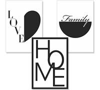 PREMYO 3 Affiche Décoration Murale - Décoration Salon Moderne sans Cadre - Famille Cœur Home Papier Épais Format A4