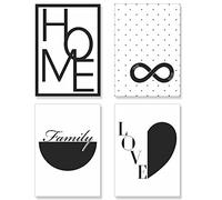 PREMYO 4 Affiche Décoration Murale - Décoration Salon Moderne Sans Cadre - Famille Cœur Infini Papier Épais Format A4