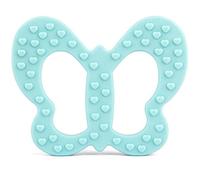 PREMYO Anneau de Dentition Bébé en Silicone - Facile à Saisir Sans BPA - Calme Apaise Douleurs Papillon Turquoise