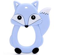 PREMYO Anneau de Dentition Bébé en Silicone - Facile à Saisir Sans BPA - Calme Apaise Douleurs Renard Bleu