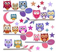 PREMYO Stickers Muraux Enfants Hibou - Autocollants Décoration Murale Chambre Bébé - Facile à Poser