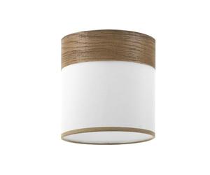 PRENDELUZ Abat-jour réglable E27 blanc avec base en bois foncé, dimensions 16 x 16 x 16 cm, idéal pour un éclairage décoratif et une ambiance chaleureuse.