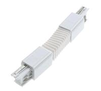 PRENDELUZ Connecteur flexible blanc pour rail triphasé, idéal pour installations électriques dans l'éclairage et la distribution d'énergie.