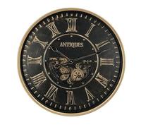 PRENDELUZ Horloge Murale Noire et dorée 60 x 60 x 8 cm avec Mouvement, idéale pour décorer et Donner du Style à n'importe Quel Espace.