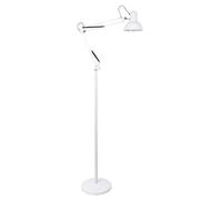 PRENDELUZ Lampe sur pied articulée blanche, base 180 x 28 x 28 cm, culot E27, idéale pour l'éclairage dans les espaces de travail et de lecture.
