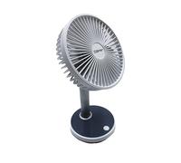 PRENDELUZ Mini ventilateur portable rechargeable pour bureau 5 W, 4 modes, lumière ambiante, Ø 17 cm, hauteur réglable (blanc/bleu)