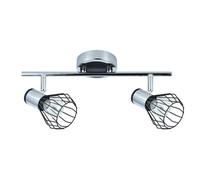 PRENDELUZ Réglette de 2 douilles E14, finitions chromées et noires, dimensions 15 x 36,5 x 8,5 cm, idéale pour un éclairage décoratif et fonctionnel.