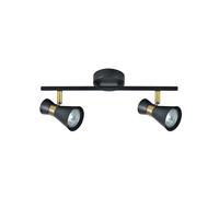PRENDELUZ Réglette LED 2 x GU10, noir, cuir, dimensions 15 x 36,5 x 8,5 cm - Illumine les espaces, idéale pour la maison ou le bureau.