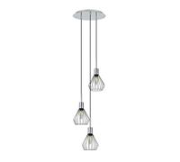 PRENDELUZ Suspension noire et chrome 3 x E14, dimensions 30 x 30 cm, idéale pour l'éclairage décoratif dans les espaces modernes.