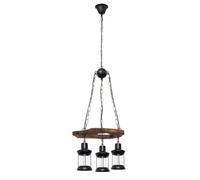 PRENDELUZ Suspension rustique 3XE27 marron, design traditionnel, idéale pour l'éclairage dans des environnements chaleureux et accueillants.