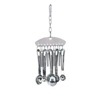 Prendre le jouet pour perroquet - Jouet en acier inoxydable avec cloche | Anneau de cuillères suspendues pour cage à oiseaux, perruches, cacatoès, conures | Jouet durable pour stimulation et plongée