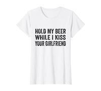 Prends ma bière Pendant Que j'embrasse ta Copine T-Shirt Graphique avec Valeur, Femme, Blanc, M