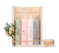 Prenez ce dont vous avez besoin - Bougies - Cadeaux pour petite amie pour un anniversaire - Coffret cadeau parfait avec bougeoir - Fleurs séchées - Boîte en bois - Idée cadeau pour sœur et petite amie