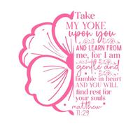 prenez mon joug sur vous et apprenez de moi Stickers muraux 54.6x55.8cm Plusieurs tailles disponibles Rose