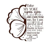 prenez mon joug sur vous et apprenez de moi Stickers muraux en PVC 42x42.9cm Personnalisation Café