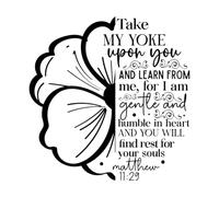 prenez mon joug sur vous et apprenez de moi Stickers muraux en PVC 54.6x55.8cm Amovible sans laisser de colle Noir