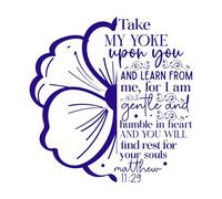 prenez mon joug sur vous et apprenez de moi Stickers muraux en PVC 54.6x55.8cm Modification et ajout d'informations possibles Bleu foncé