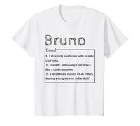 Prénom Bruno Signification Définition Garçon Personnalisé Sarcasm T-Shirt, Enfant, Blanc, 3 Ans
