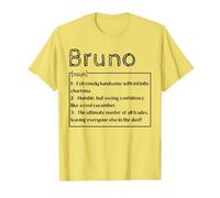 Prénom Bruno Signification Définition Garçon Personnalisé Sarcasm T-Shirt, Homme, Citron, XXL