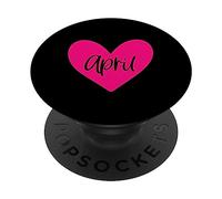 Prénom d'avril Rose cœur Amour Femme Fille Amie personnalisé PopSockets PopGrip Adhésif