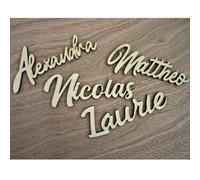 Prénom en bois personnalisé en 3 tailles, découpé, décoration murale, porte de chambre d'enfant bébé, cadeau anniversaire, naissance, baptême, mariage, fête, lettre en bois découpé