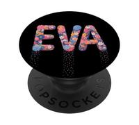 Prénom EVA Flowery Girl Fleurs personnalisées Anniversaire Floral PopSockets PopGrip Adhésif