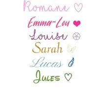 Prénom, mots, phrase, smiley à Personnaliser, Transfert Thermocollant, Motif et Couleur au Choix, Patch en flex thermocollant pour tissus clair et foncé