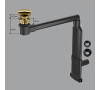 preotec Siphon gain de place de meuble pour vasque/lavabo et plan de toilette de jusqu’à 4 cm,, PR2000+PR2001+PR2300GG#NEW,