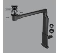 preotec Siphon gain de place de meuble pour vasque/lavabo et plan de toilette de jusqu’à 4 cm,, PR2000+PR2001+PR2100BG#NEW,