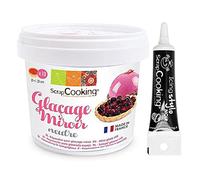 Préparation glaçage miroir neutre 220 g + Stylo glaçage noir