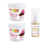 Préparation glaçage miroir neutre 440 g + 1 poudre alimentaire irisée dorée Scrapcooking