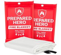 Prepared Hero Couverture Anti-feu d'urgence 2 Lots - Couverture Anti-feu pour la Cuisine, Couverture Anti-feu de 101 x 101 cm pour la Maison, Couverture Anti-feu en Fibre de Verre