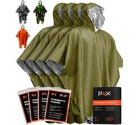 PREPARED4X Lot de 4 poncho d'urgence avec doublure en Mylar - Très résistant, imperméable, coupe-vent - Vert - Poncho de pluie pour l'extérieur, le camping et la voiture - Poncho thermique (vert)
