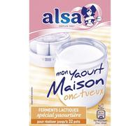 Préparez facilement vos yaourts maison avec ALSA Ferments Lactiques Spécial Yaourtière, Format 4x8g pour 32 Pots - Lot de 3