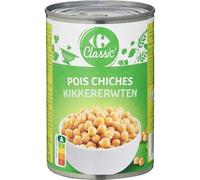 Préparez vos repas sains et gourmands au quotidien avec CARREFOUR CLASSIC' Pois chiches en conserve, 265g - Lot de 4