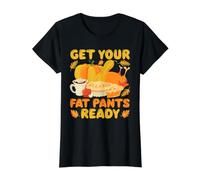 Préparez Votre Pantalon Gras pour Un dîner Amusant de Thanksgiving Turquie T-Shirt Graphique avec Valeur, Femme, Noir, XL