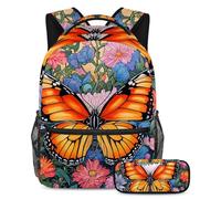 Préparez-vous à réussir avec notre ensemble de 2 cartables pour enfants, parfait pour les garçons, les filles, les adolescents, avec un sac à dos de grande capacité et une trousse à crayons, papillon
