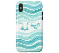 Preppy Bikini Été Côtier Vagues Aquarelle Plage Vibes Style Coque pour iPhone X/XS